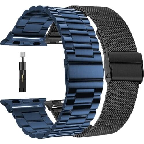 2set correa for iwatch 6 band Stainless Steel Link Bracelet for apple watch se strap series 5 4 3 44mm 42mm 40mm 38mm mesh loop