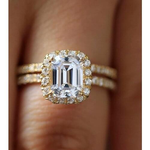 1.2CT 7X5mm Emerald Brilliant Cut DEF VVS1 Moissanite Engagement Ring Solid 14K White Gold Halo Fow Women Fine Jewlery