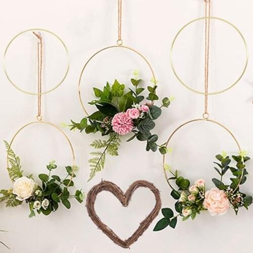 10-40cm Metal Iron Ring Hoops DIY Flower Wreath Garland Wedding Bride Shower Artificial Floral Rack Rattern Flower Hoop Decor