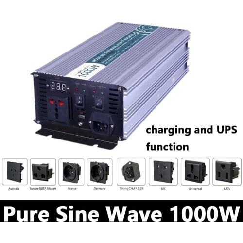 1000W Pure Sine Wave Inverter,DC 12V/24V/48V To AC110V/220V,off Grid Solar power Inverter,voltage Converter with charger