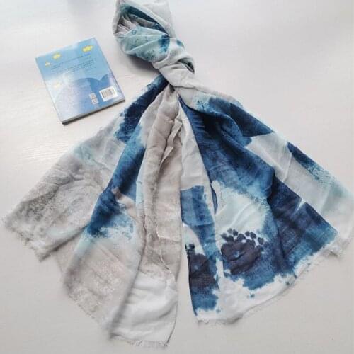 2021 Fashion Newest Ombre Floral Printed Pattern Cotton Voile Scarf Shawls Wraps Hijabs 10pcs/lot