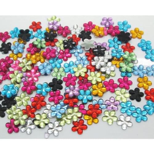 300Pcs Mixed Acrylic Flower Decoration Crafts Cabochon Scrapbooking Embellishments Flatback Nail Art Garment Beads DIY