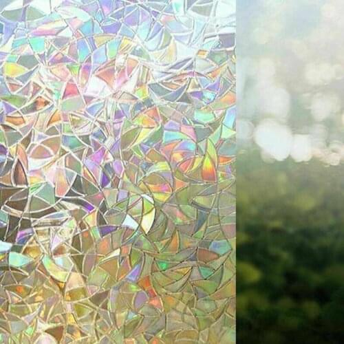 3D Window Film Rainbow Reflective Decorative Privacy Static Clings Glass Sticker