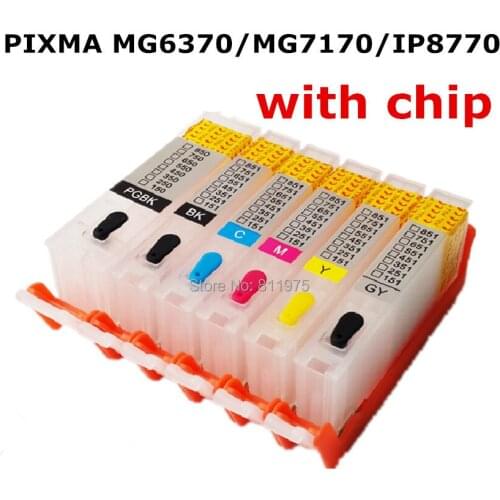 5 set For CANON PIXMA MG6370 MG7170 IP8770 printer PGI-750BK CLI-751 refillable ink cartridges 6 color with permanent chips