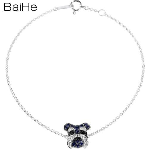 BAIHE Solid 18K White Gold 0.08ct H/SI Natural Diamonds Bracelet for Women Wedding Engagement Trendy Fine Jewelry puppy браслет