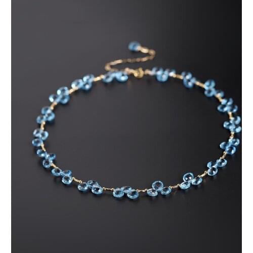 DAIMI Topaz Starry Necklace Female Genuine Yellow 18k Gold Clavicle Necklace Gift For Girlfriend