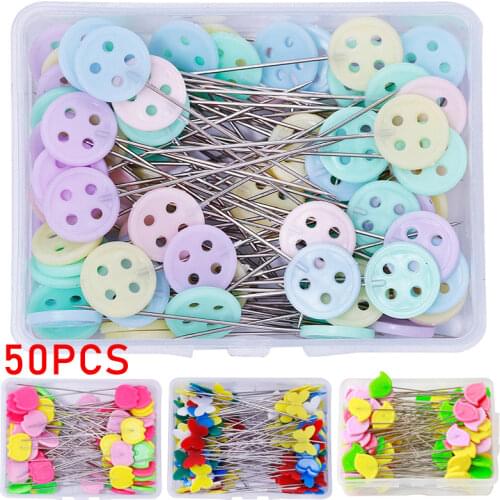 50pcs/box Dressmaking Pins Embroidery Patchwork Pins DIY Handmade Sewing Patchwork Pins Big Head Pins Sewing Tool Needle Arts