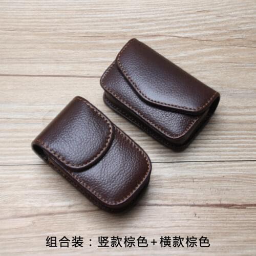 Real Leather folding presbyopia glasses case wholesale Belt Eyewear Waist bag glasses pouch Portable Genuine leather eye case