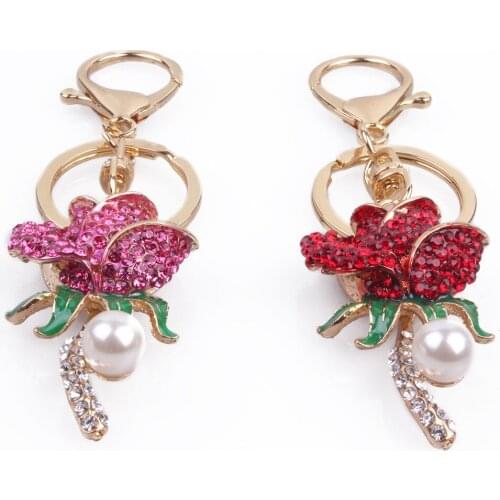 EBay Hot Red Rose Keychain Men Bag Mobile Phone Car Keychain Fashion Small Gift