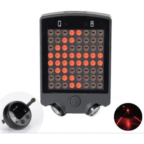 Tips Laser/Steering,Brake Warning Bicycle Light Rechargeable Cycling Taillight Lamp Waterproof Wireless Remote Control Bike Lamp