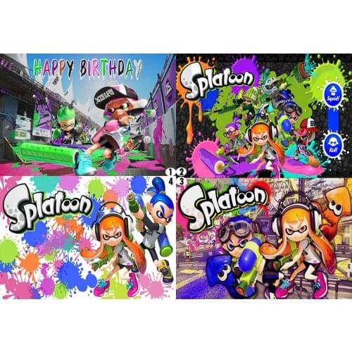 PHOTURT Splatoons Background Kids Birthday Party Photography Backdrop colourful Graffiti Photo Background Banner Decorate Props