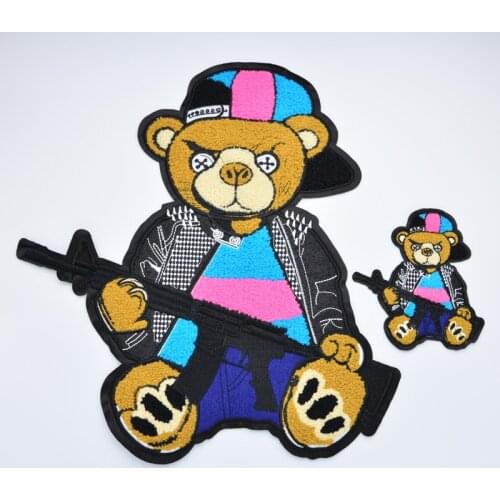 GUGUTREE towel embroidery big bear patch animal patches badges applique patches for clothing DX-169