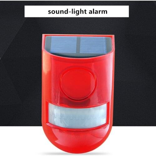 Solar Powered Infrared Motion Sensor Automatic Detector Siren Strobe Alarm System Alarm Systen for Home Yard Outdoor Security