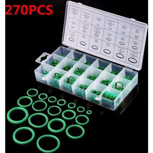 270Pcs 18Sizes Rubber Ring Gaskets Kit Car Air Conditioning Auto A/C Repair HNBR Rubber O-Rings Set