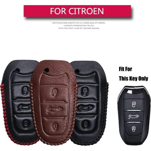 Leather Car Key Fob Cover Case For Citroen DS3 DS4 DS5 C1 C2 C3 C4 Grand Picasso C5 X7 C8 C4 Cactus 2020 Key Shell Accessories