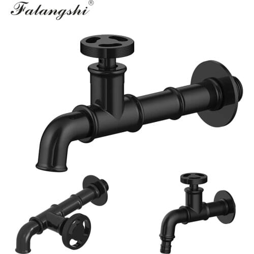 Bathroom Bibcock Faucet Brass Matte Black Decorative Outdoor Garden Taps for Washing Machine Toilet Mop Faucet Wall Mount WB8509