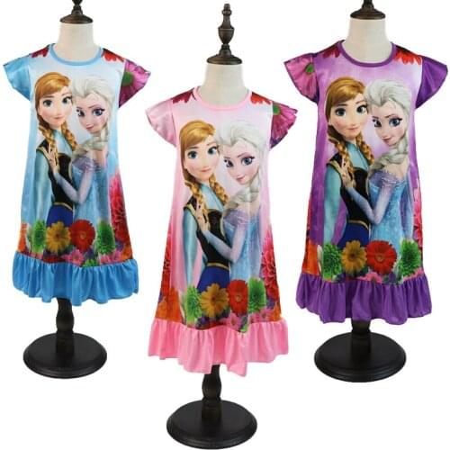 2021 Disney Princess Dress Girl Anna Elsa Summer Clothing Kids Clothes Childrens Pajamas Birthday Dresses Casual Costume 3 8 Y