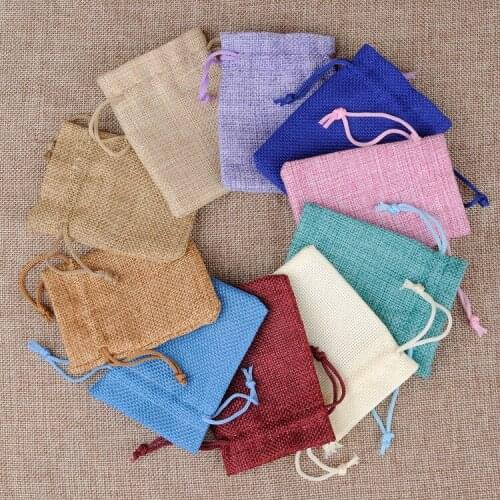 10PCS 15x20cm Jute Burlap Drawstring Jewelry Bags Christmas Halloween Wedding Birthday Party Candy Chocolate Gift Wrapping Bags