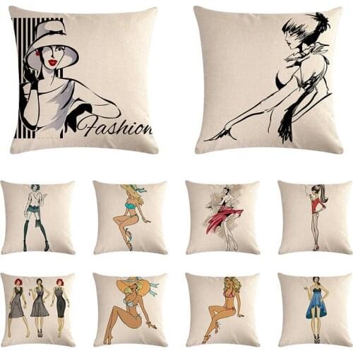 Fashion Sexy Lady Pinup Girl Poster Decorative Pillow case Vintage Cotton Linen Pillow slip Wholesale Dropshipping ZZY1050