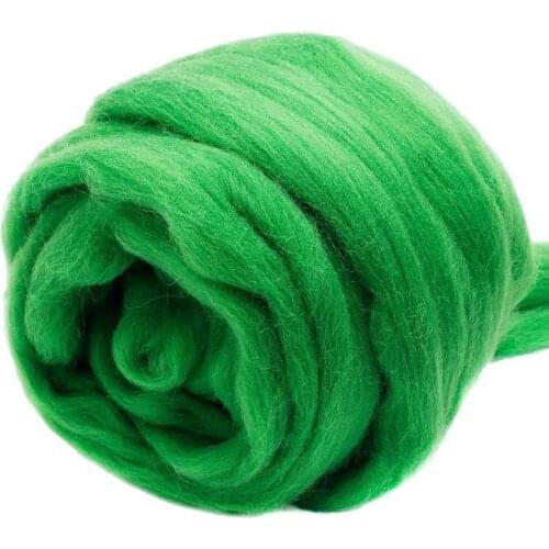 Imzay 3.53oz Wool Roving Yarn, 100% Pure Wool, Chunky Yarn, Spinning Wool Roving for Needle Felting Wet Felting DIY（green