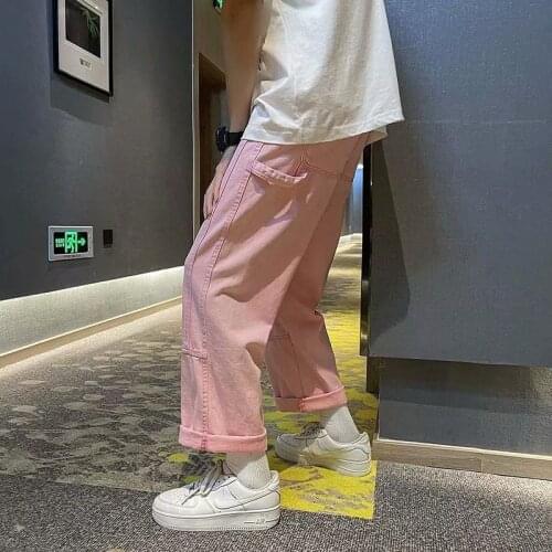 2021 Mens Solid Color Baggy Homme Wash Jeans Streetwear Casual Pants Hip Hop Fashion Trend High-quality Trousers Size S-3XL