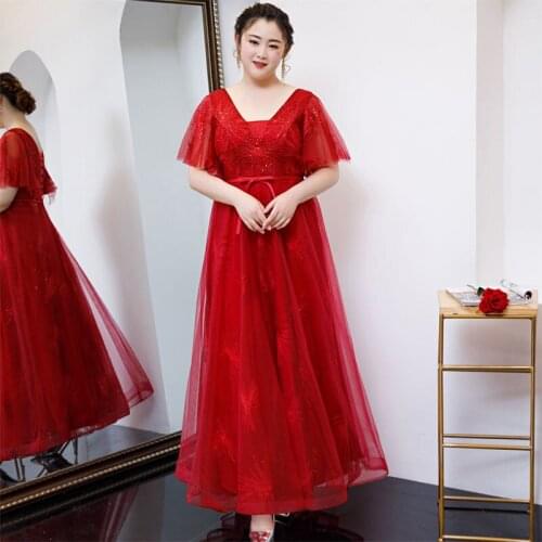 Lace Up Formal Evening Dresses Plus Size A-Line Floor-Length Vestidos De Fiesta Noche Ankle-Length Party Dress For Women D043