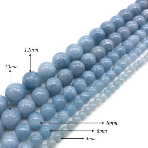 Natural Stone Blue Grey Round Loose Charm BeadsFitMulti-purpose Jewelry Making 4 6 8 10 12MMPick Size J331