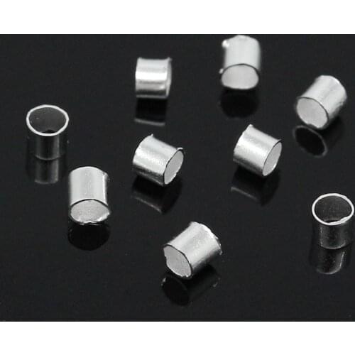 DoreenBeads Iron Based Alloy Crimp Beads Round Silver Color DIY Making Bracelets Jewelry Gifts,Hole: 1.5mm, 2mm Dia., 5000 PCs