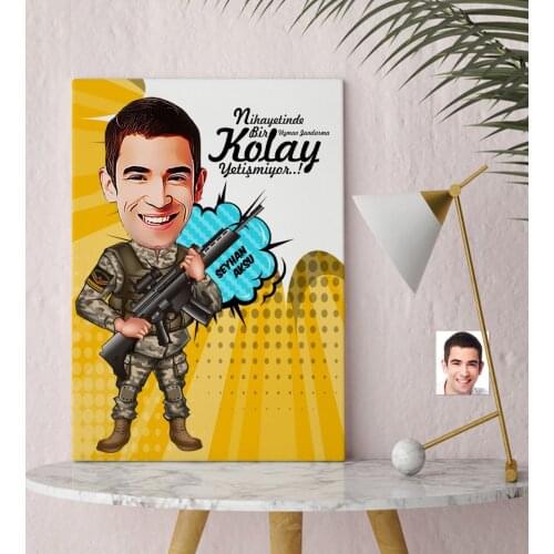 Personalized Mr Expert Gendarme Cartoon Canvas Table (30x50 cm.) - 1Kişiye custom Designs Table Valentines Day Home Office