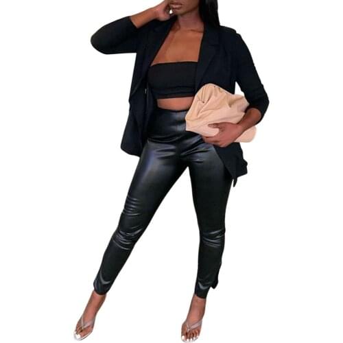 Casual Fashion Sexy Casual PU Leather Trousers, Daily Wear, Party, Locomotive, No Fried Leather