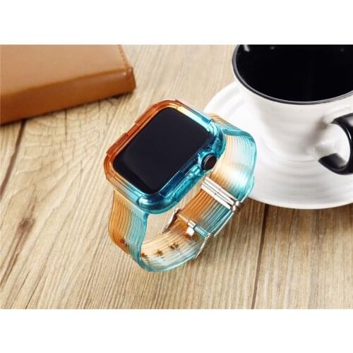 Transparent case strap for Apple Watch 40 44mm buckle Silicone TPU fashion band new product for iWatch series 6 5 4 3 SE 38 42mm