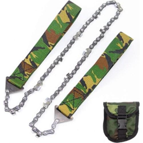 Outdoor Survival Hand Saw Foldable Chain Wire Saw For Camping Hiking Adventure Manganese Steel Bushcraft Tool