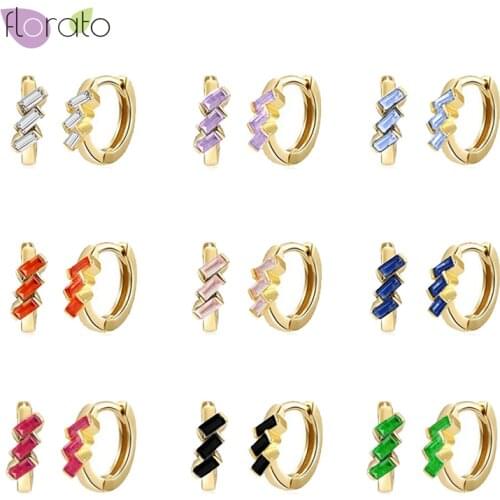 925 Silver Hoop Earrings for Women Temperament Geometric Crystal Earrings For Women Girl Party Gifts Trendy Jewelry Earrings