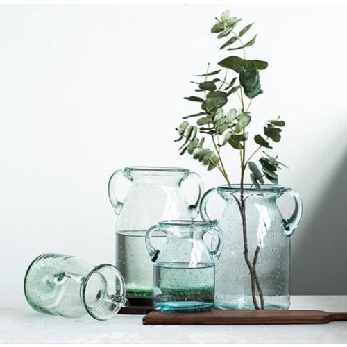 Nordic Decoration Home Color Binaural Bubble Glass Vase European Classical Vases For Flowers American Hydroponic Flower