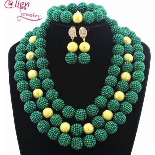 Stylish Nigerian Wedding African Beads Jewelry Set Handmade Indian Dubai Bridal Necklace Sets Free Shipping W12796
