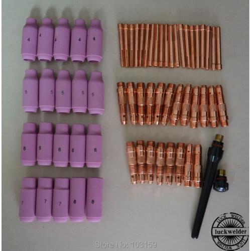 TIG KIT Connector Tig collet Tungsten Electrode holder For WP17 18 26 TIG Welding Torch Consumables 62pcs