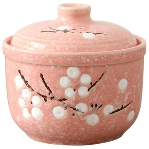 300ML Japanese Kitchen Soup Stew Pot Tableware, Waterproof Ceramic Steam Egg Cup Bowl With Lid, Household Mini Dessert Stew Cups