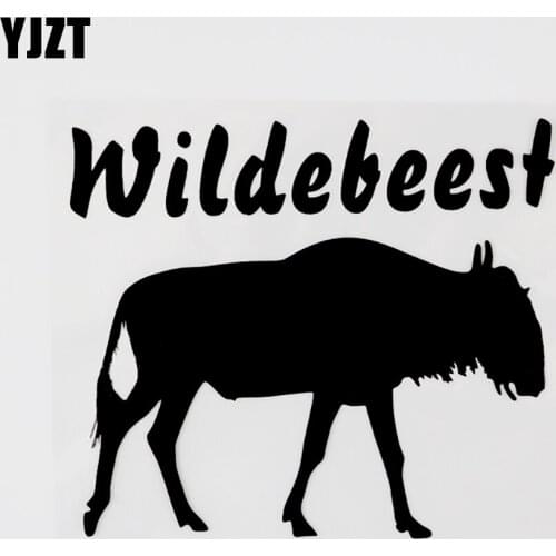 YJZT 14.4CM×12.5CM Interesting Wildebeest Vinyl Animal Decal Black/Silver Car Sticker 8C-0650