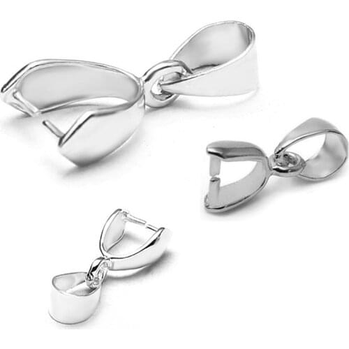 20pcs/lot Rhodium Gold Silver Plated Pendants Clasps Hook Bails Clips Connectors for Jewelry Making DIY Necklace Clasp 6x15mm