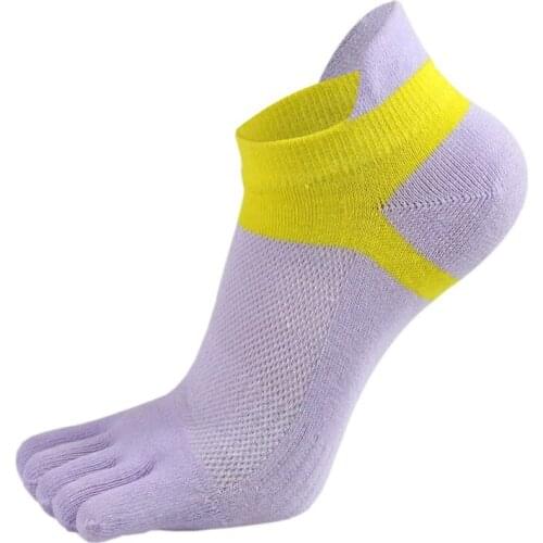 Women Colorful Socks Hot Fitness And Pilates Cotton Socks Patchwork Workout Anti Slip Toe Socks Breathable