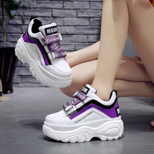 XJRHXJR Women Shoes Sneakers Flats Zapatillas Deportivas Woman Creepers Casual Shoes Increasing Heel Zapatos Mujer Flat Platform