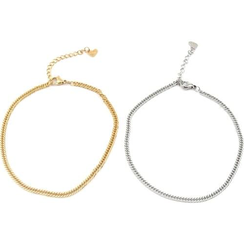 304 Stainless Steel Anklet For Women Gold Color/Silver Color Heart Shape Women Chain Anklet Bracelets Jewelry Gifts ,1 Piece