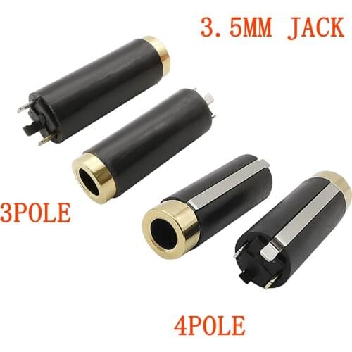 10Pcs/Lot 3.5mm 3Pole 4Pole Stereo Audio Jack Solder Wire Connector 3.5MM 3Pin 4Pin DIY Female Socket Headphone 3.5 Jack Adapter