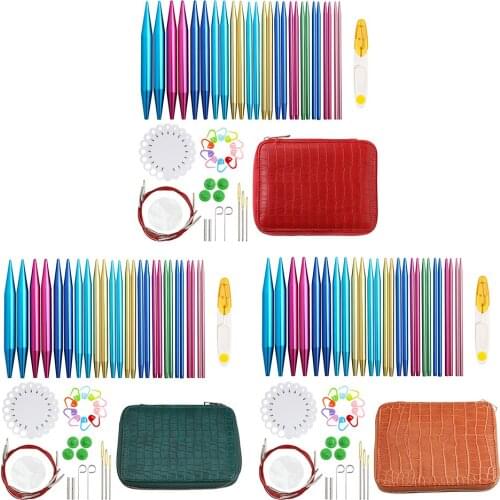 13pair Interchangeable Aluminum Knitting Crochet Needles with Accessories Circular Sweater Needle Kit Sewing Beginners Gift