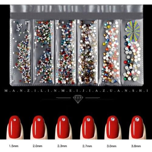 20 Colors Mix Sizes Crystal AB Glass Nail Art Rhinestone Glitter Crystals Nail Art Rhinestone for Nail Art Decorations