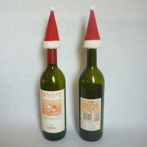 4 Pieces Christmas Caps Wine Champagne Beer Bottle Covers Santa Hat Party Dinner Cutlery Bags Ornaments