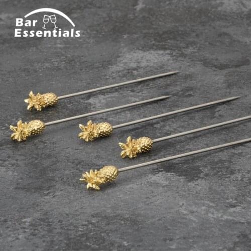 5pc Stainless Steel Bar Tools Cocktail Pin Olive Cocktail Fork Sign Cocktail Needle Bar Party Props Pineapple Cocktail Needle