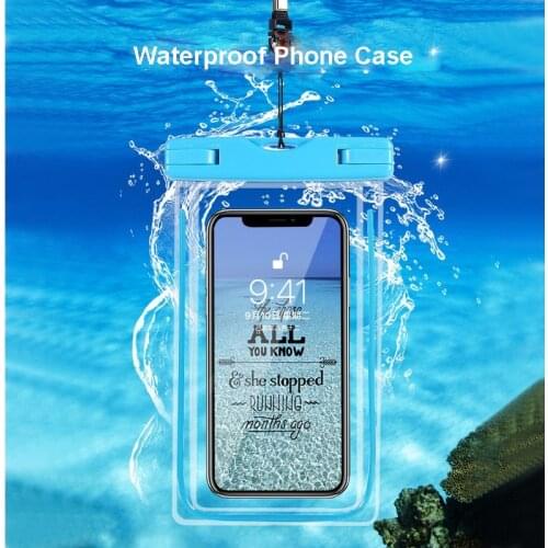 6" Luminous Waterproof Phone Pouch Drift Diving Swimming Bag Underwater Dry Bag Case Cover for Phone Water Sports Pool Skiing