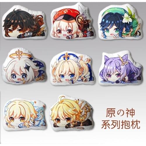 Anime Genshin Impact Paimon Klee Keqing Barbara Gunnhildr Cosplay Short Plush Doll Throw Pillow Stuffed Cushion Birthday Gifts