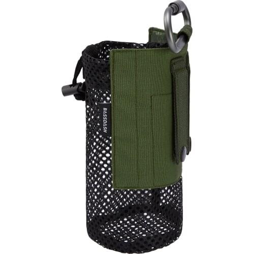 Bassdash Tactical Molle Water Bottle Pouch with Carabiner Foldable Mesh Holder Bag for Travel Fishing Hunting Outdoor Activities